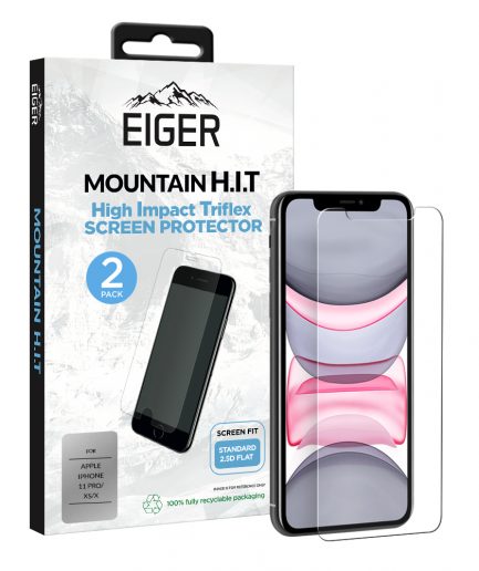 Eiger Mountain H.I.T Screen Protector (2 Pack) for Apple iPhone 11 Pro / XS / X in Clear