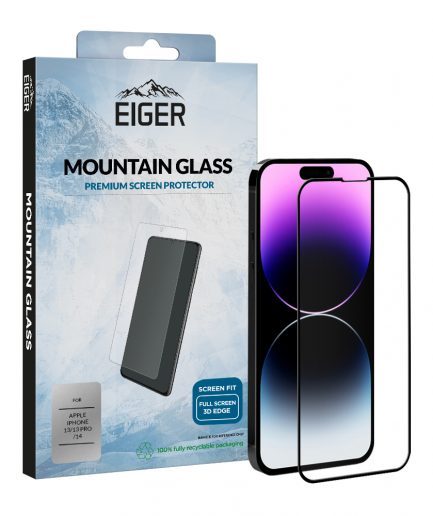 Eiger Mountain Glass 3D Screen Protector for Apple iPhone 13 / 13 Pro / 14 in Clear / Black