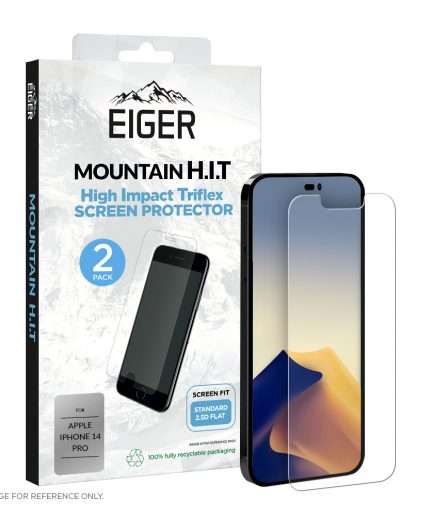 Eiger Mountain H.I.T. Screen Protector (2 Pack) for Apple iPhone 14 Pro in Clear / Transparent