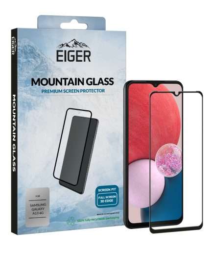 Eiger Mountain Glass Screen Protector 3D for Samsung Galaxy A13 4G in Clear / Black